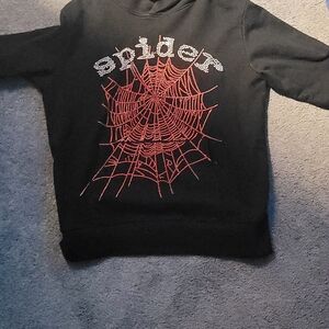 Black Hoodie with Red Spider Web Design